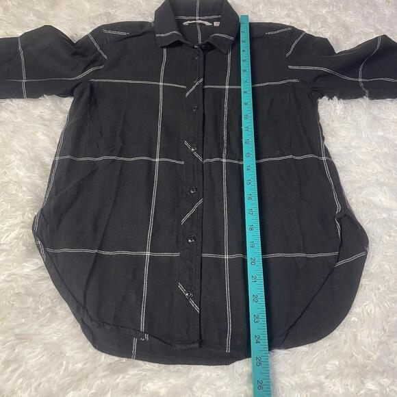 Athleta Shirt Womens Extra Small Petite Black Plaid Flannel Button Down XSP - Picture 2 of 6